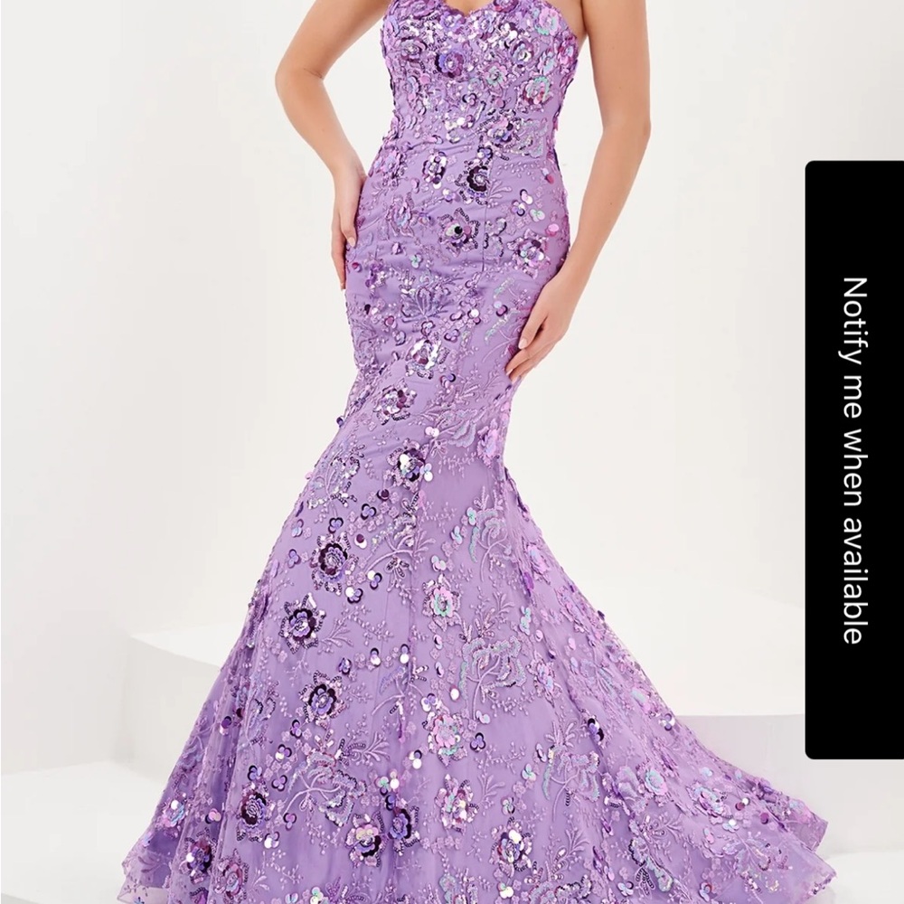 Tiffany Designs Purple Embellished Gown